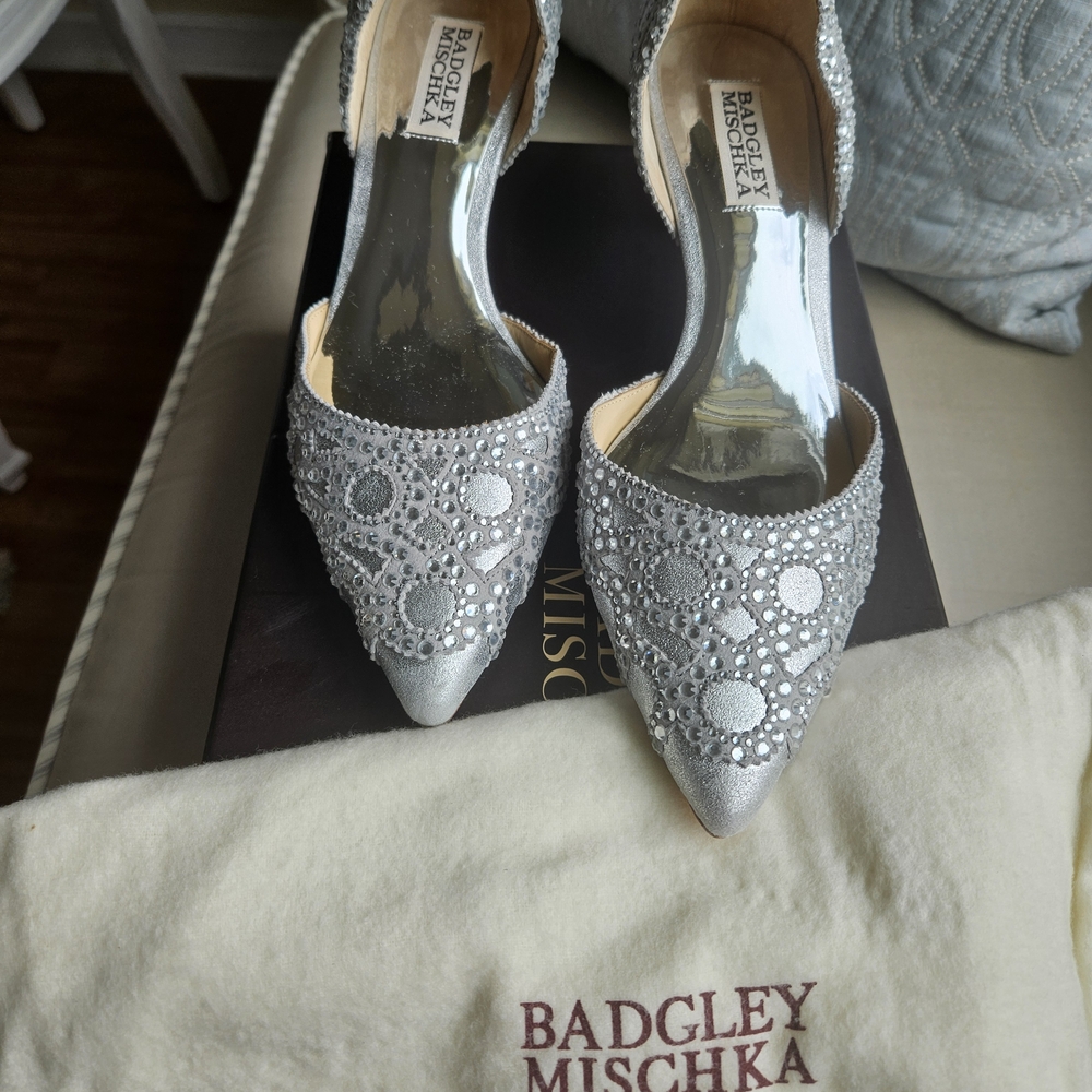 Badgley Mischka Silver Heels with Sparkling Finish